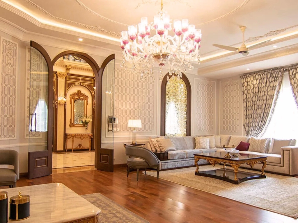 Godrej Astra Sector 54 Gurgaon luxury living room with royal interior design