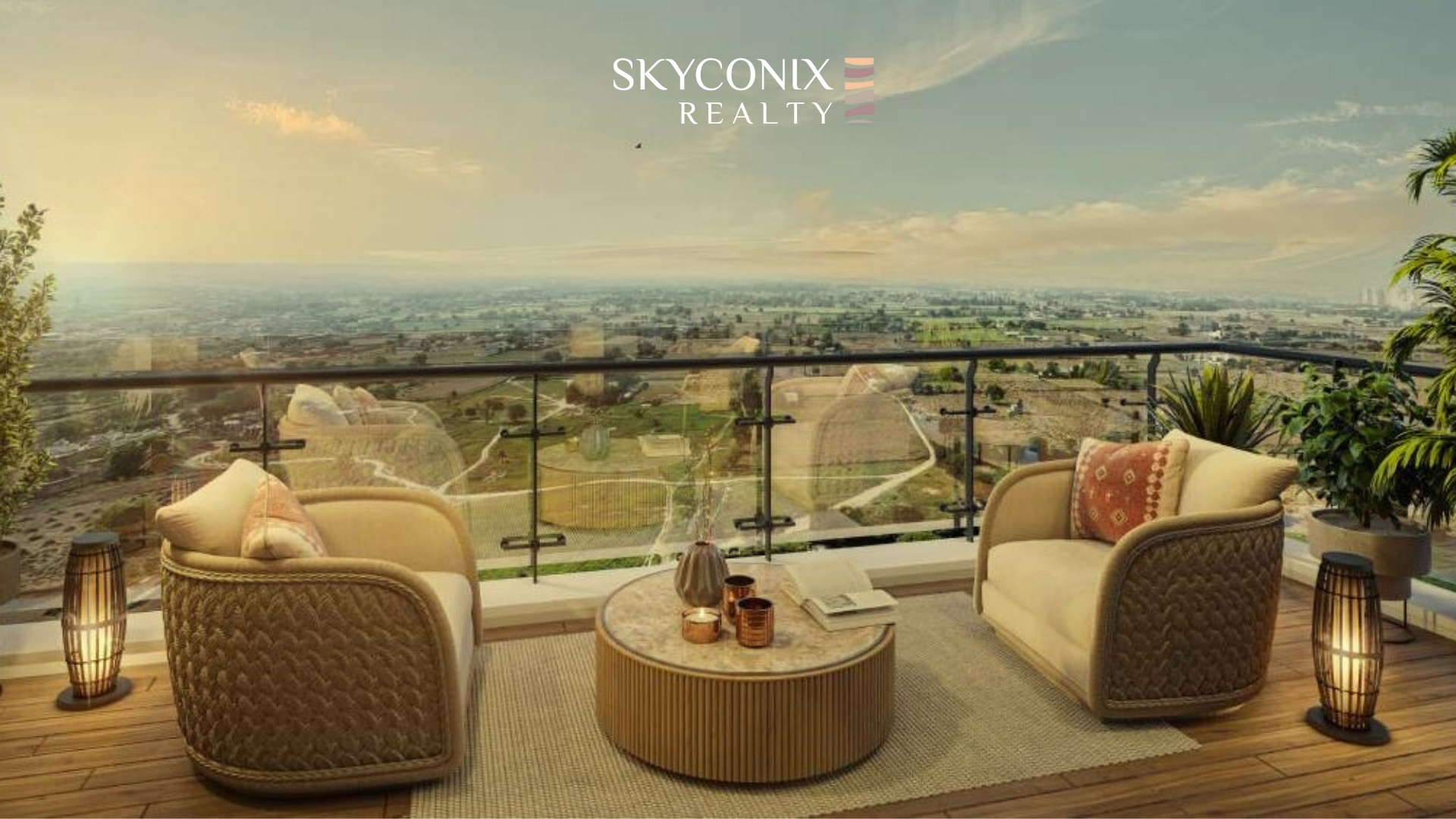 TARC Ishva Sector 63A Gurgaon luxury balcony with panoramic Aravalli views and premium outdoor seating