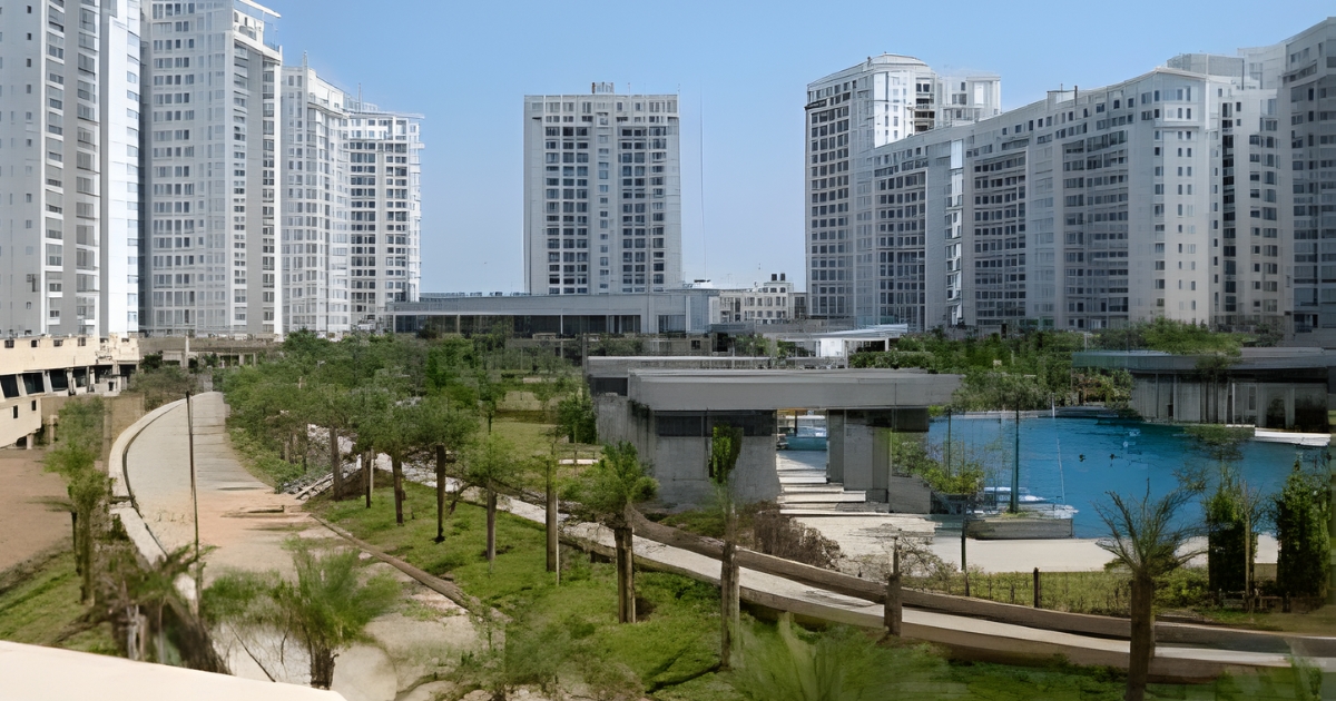 Premium residential towers and landscaped greens in South City I Gurgaon, showcasing luxury living in one of the posh areas in Gurgaon.