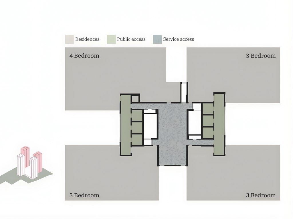 Max Estate 361 Gurgaon floor plan showing 3 and 4 bedroom residence layout with 2-units-per-core design