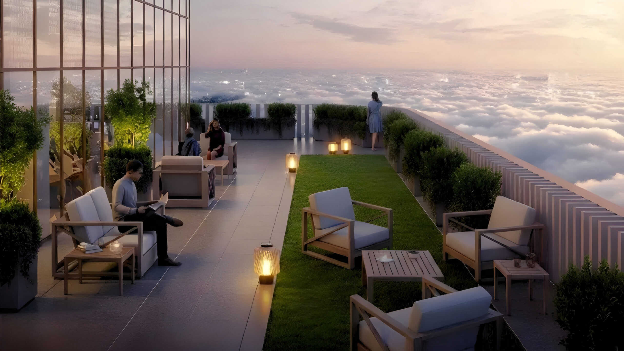 The apartment at Sobha Crescent 63A Gurgaon offers residents both city skyline and open sky views.